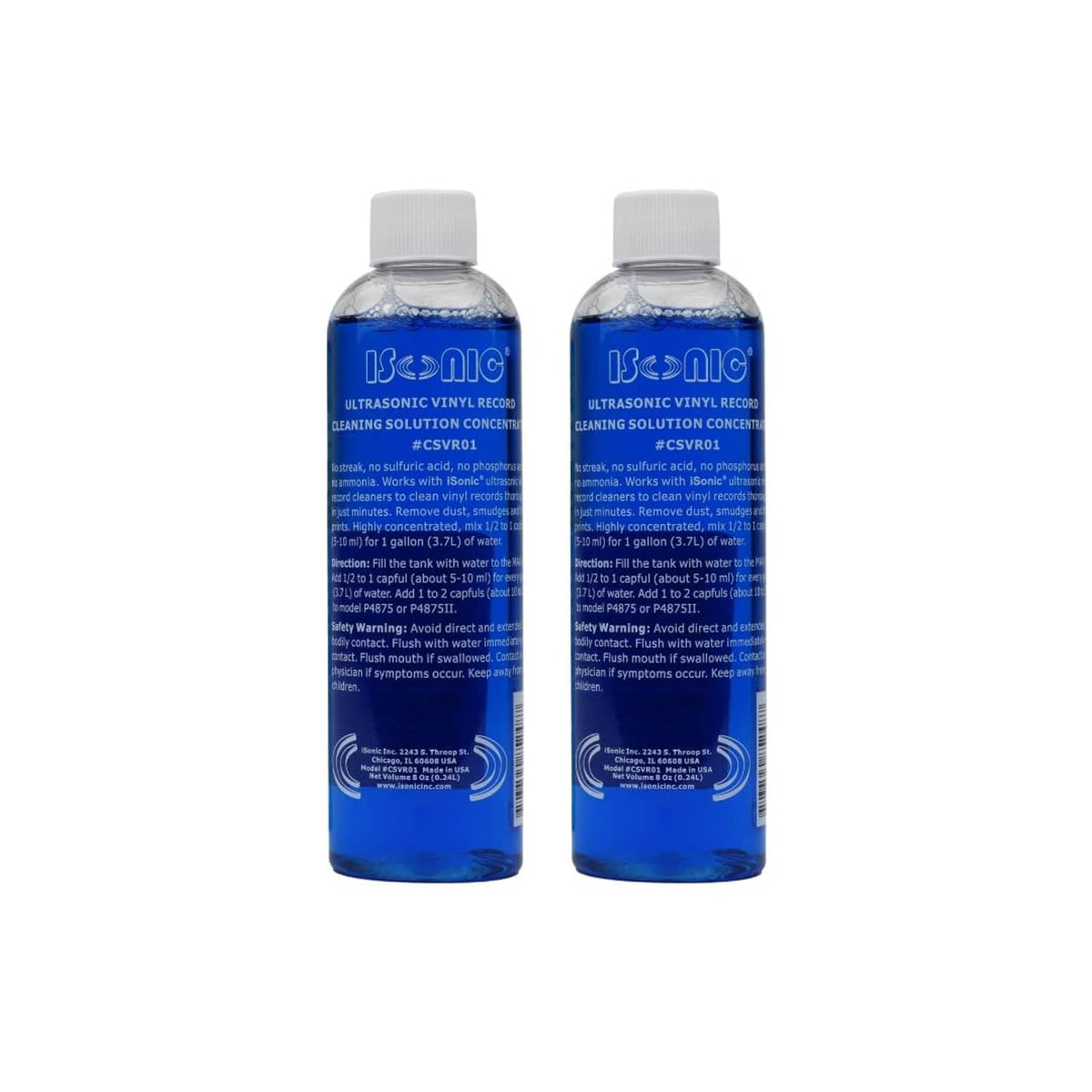 Isonic ultrasonic vinyl record cleaning solution concentrate bottles, 2-pack
