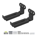 Black metal soundbar wall mount brackets with depth adjustment, plus hardware set