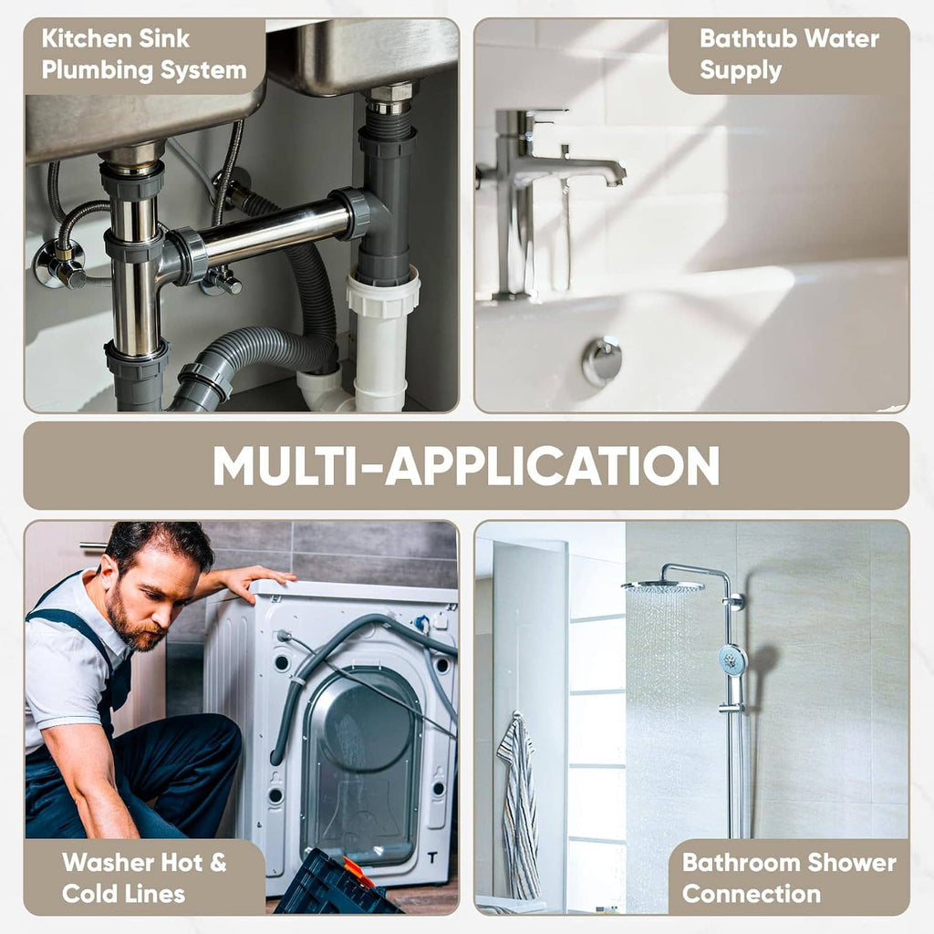 Multi-application plumbing diagram showing sink, bathtub, and shower water supply connections