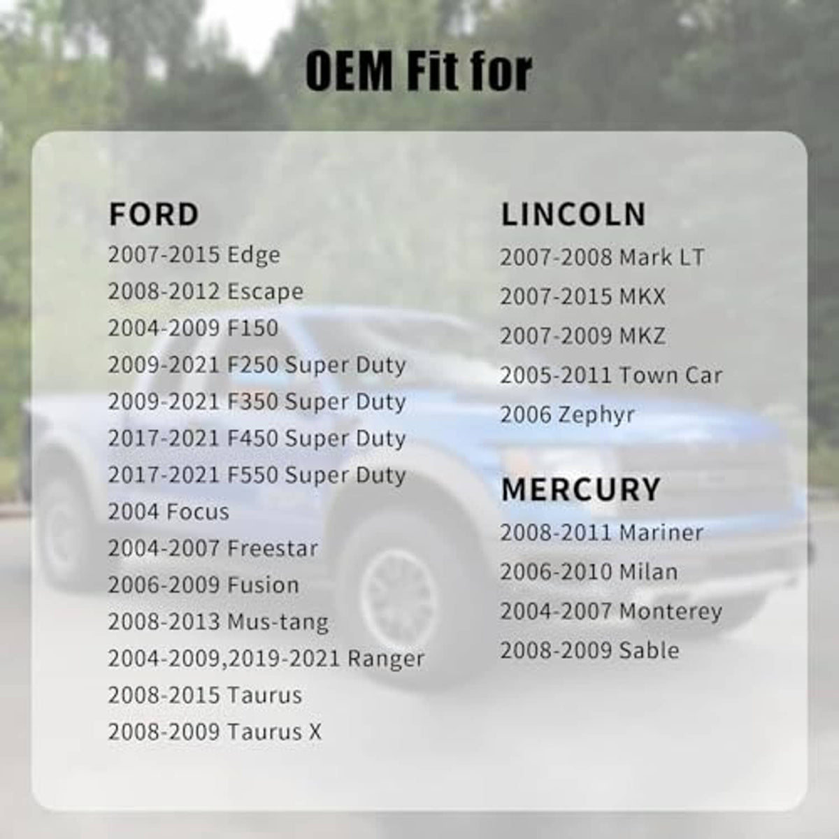 Fuel tank cap fitment compatibility list for Ford, Lincoln, and Mercury models