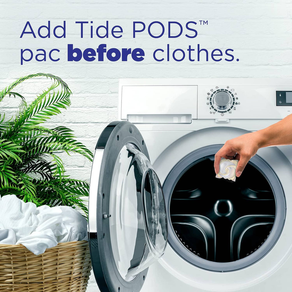 Laundry detergent pods; hand adding pods to a front-load washing machine