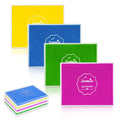 Set of rainbow fingerprint ink pads in yellow, blue, green, and purple squares
