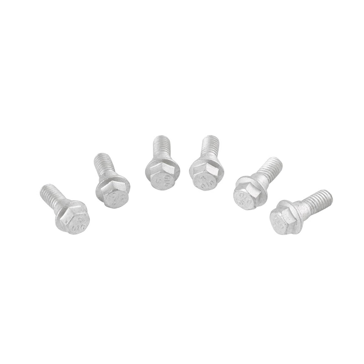 Set of silver hex-head bolts with threaded shanks