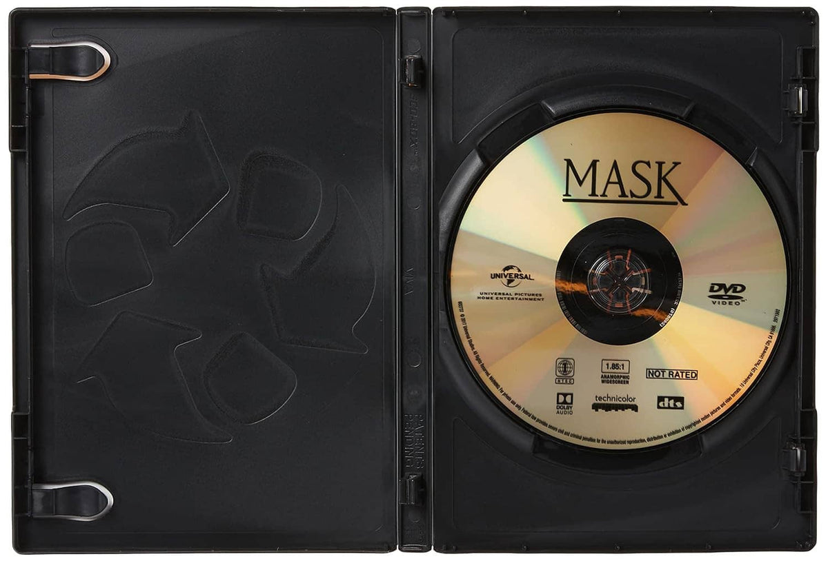 DVD disc inside case tray with printed title 'Mask' and central label art