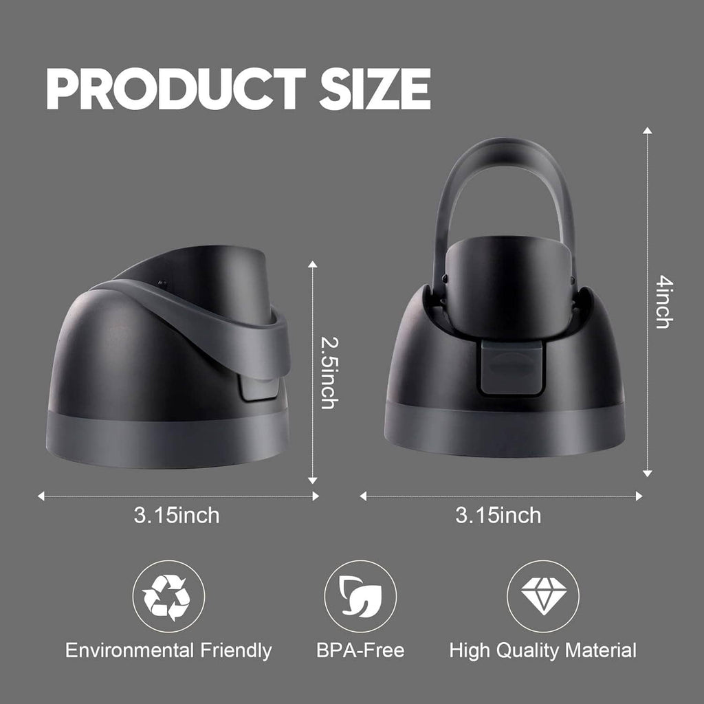 Dark gray replacement lid with carry loop and push-button, product size view