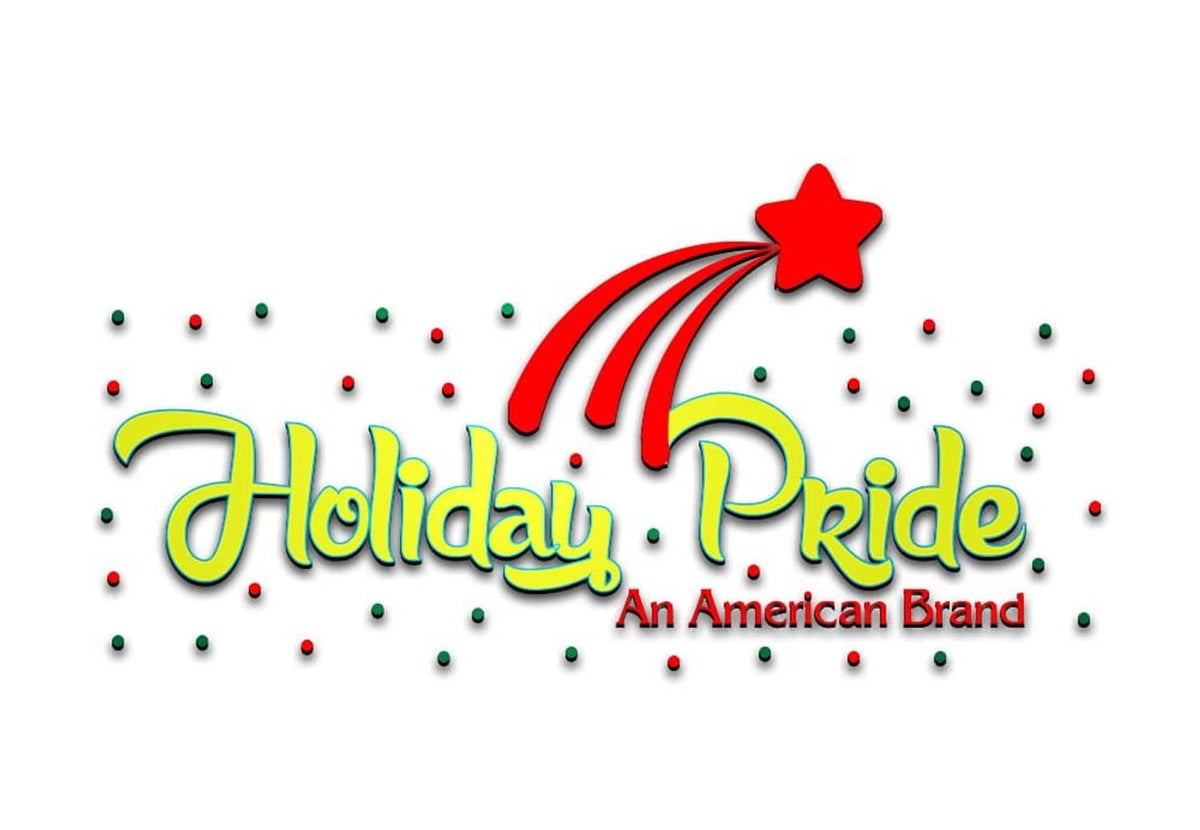 Holiday Pride logo graphic with red star and multicolor dotted border