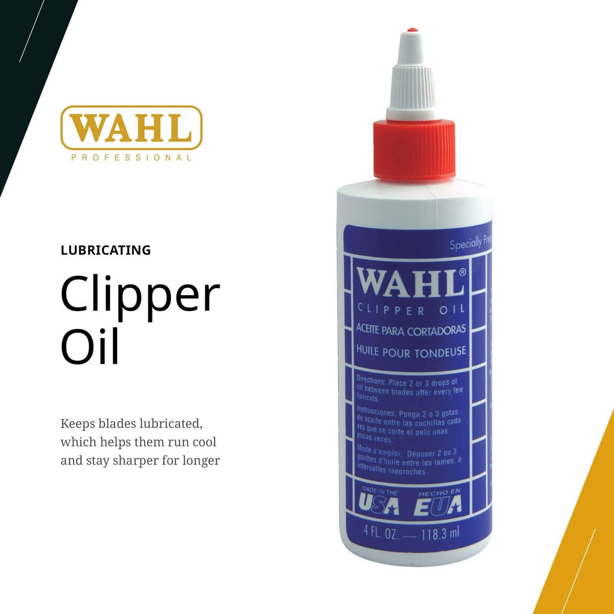 Clipper oil bottle with red cap and blue label, shown with product text