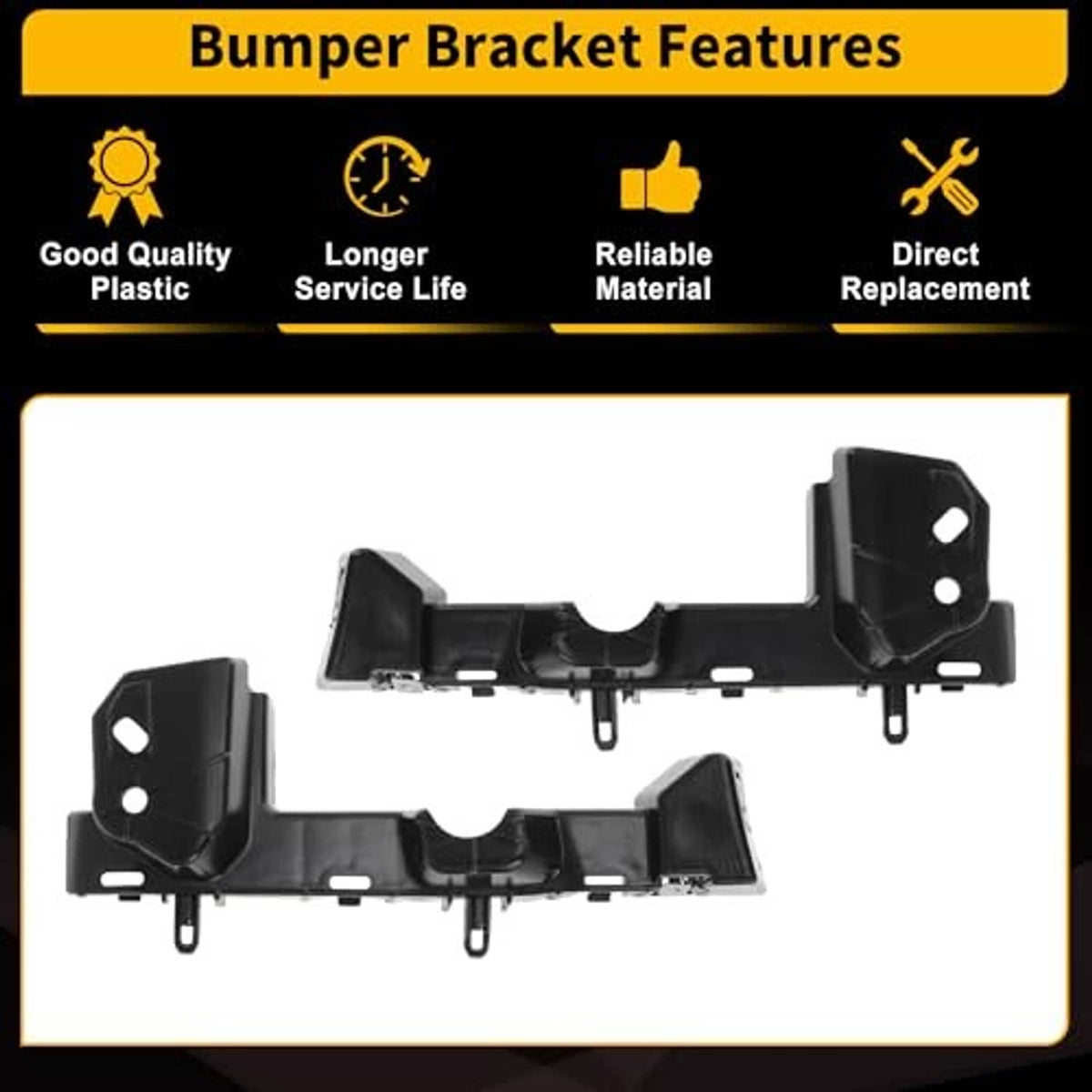 Black front bumper bracket assembly with long bar and side mounting plates