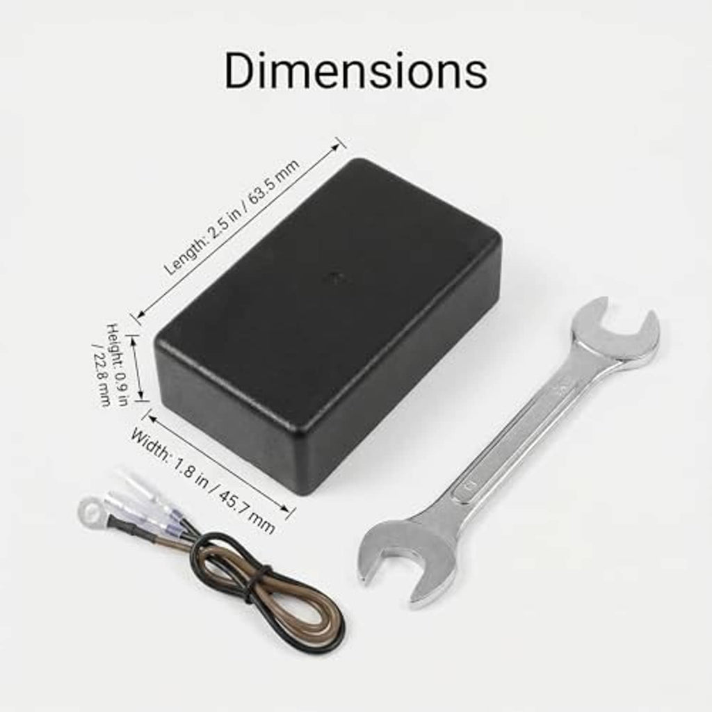RPM rev limiter module with wrench and measuring dimensions illustration
