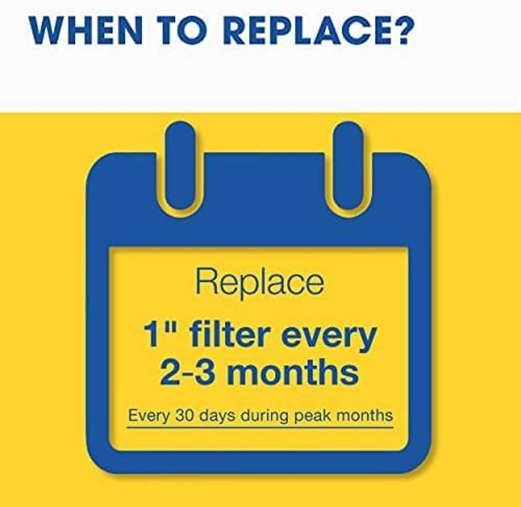 HVAC air filter replacement reminder: replace 1-inch filter every 2–3 months
