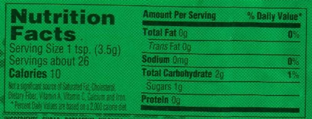 Herbox sodium-free chicken granulated bouillon jar Nutrition Facts close-up