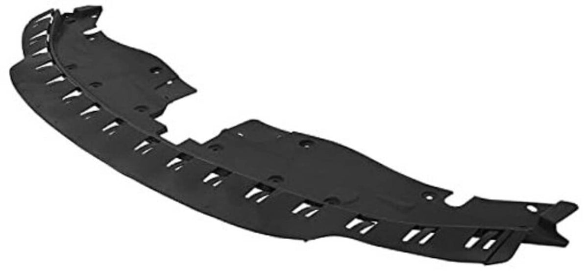 Black radiator support cover panel with vent slots and mounting holes