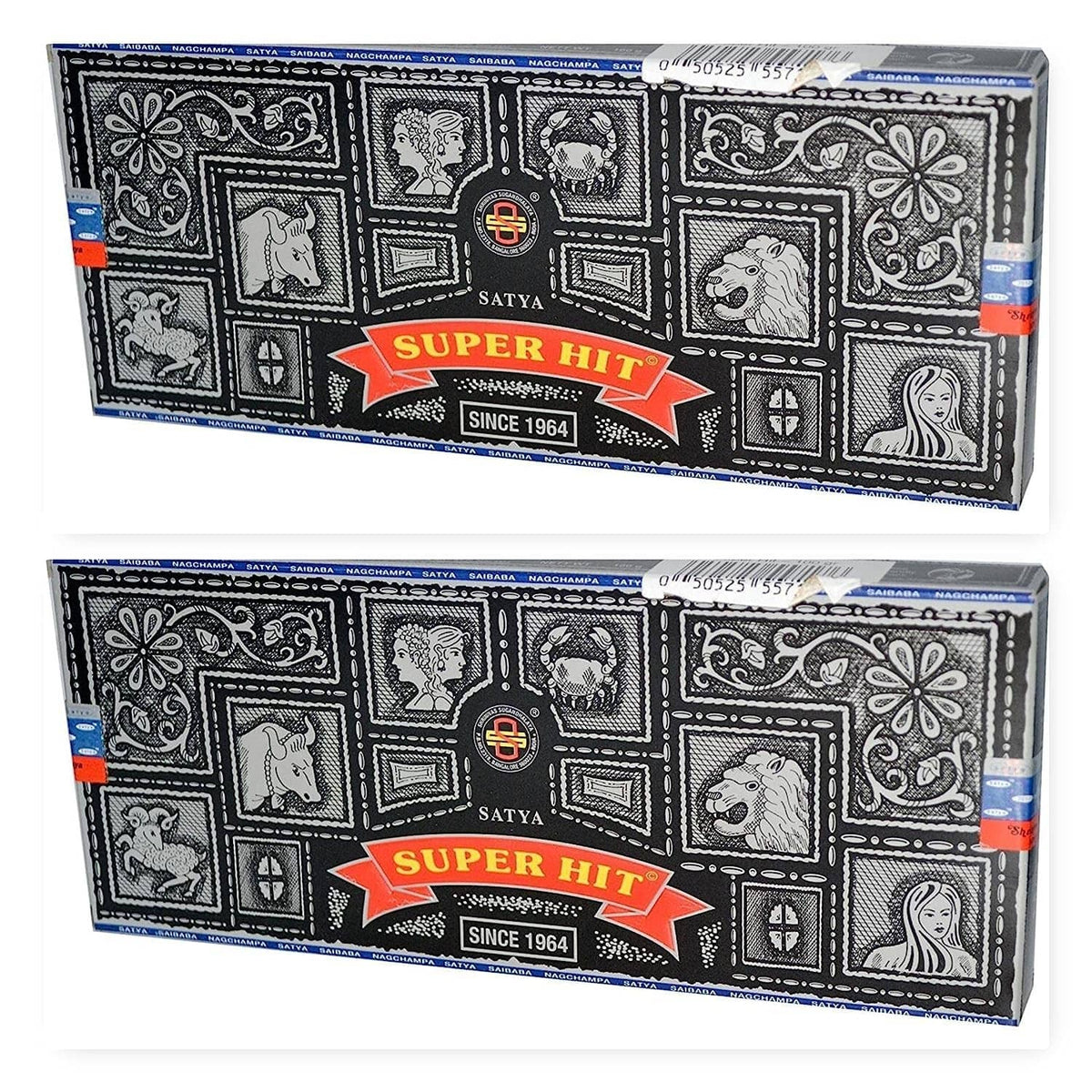 Super Hit incense stick gift box pack, black-and-white patterned with red label