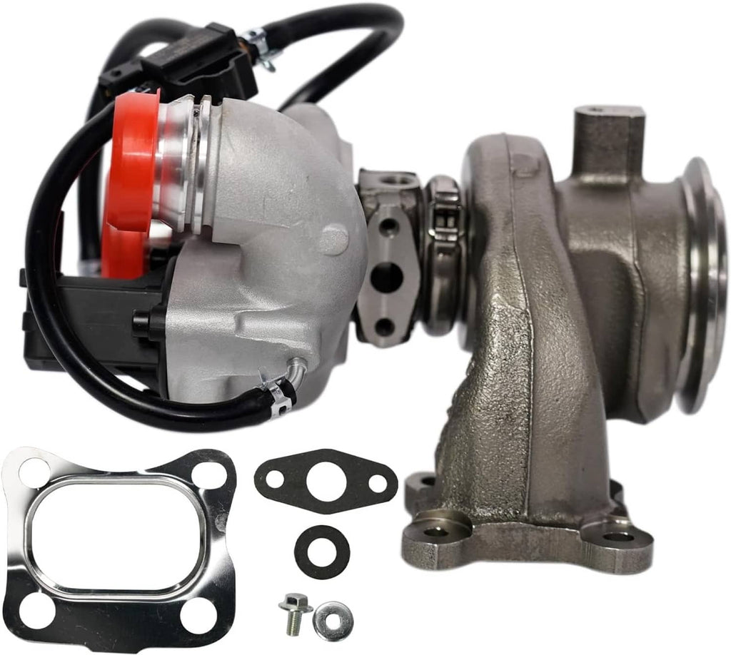 Turbocharger assembly with gasket set and hardware, silver housing, black wiring