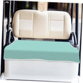Mint microfiber golf cart seat cover blanket with white trim, fitted over front seat