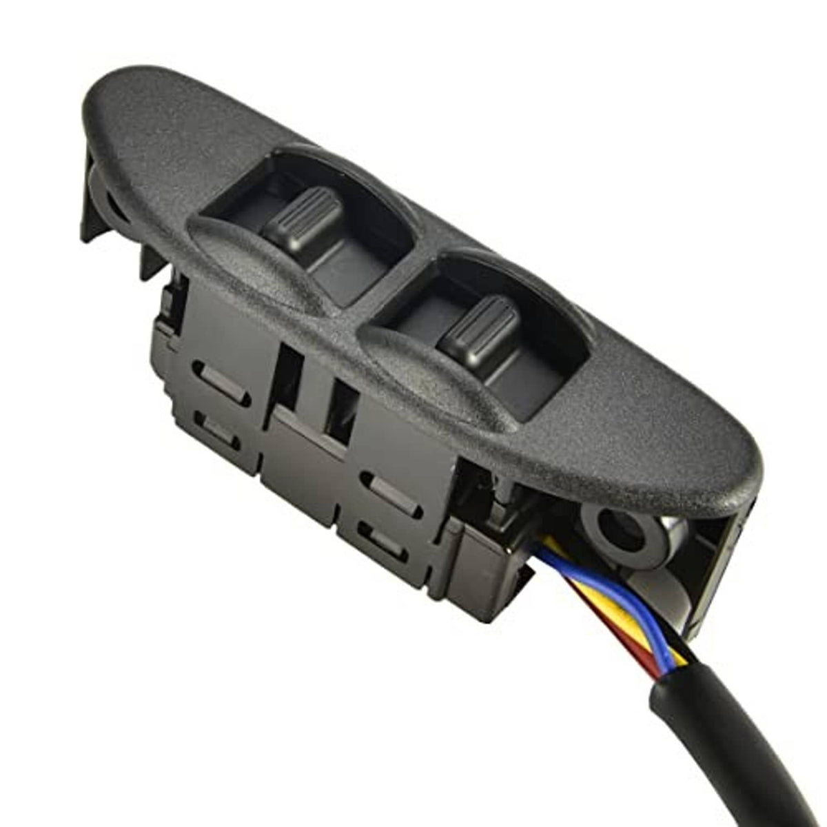 Power seat switch assembly rear view with switch contacts and wiring, dark gray