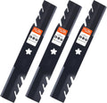 48-inch toothed mulching mower blade set, 3 black blades with orange labels