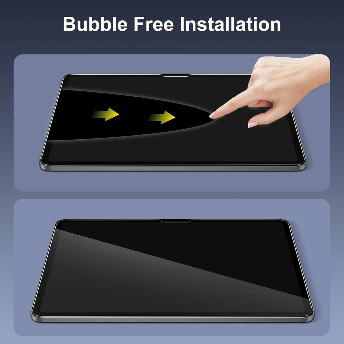 iPad screen protector tempered glass, bubble-free installation with hand alignment