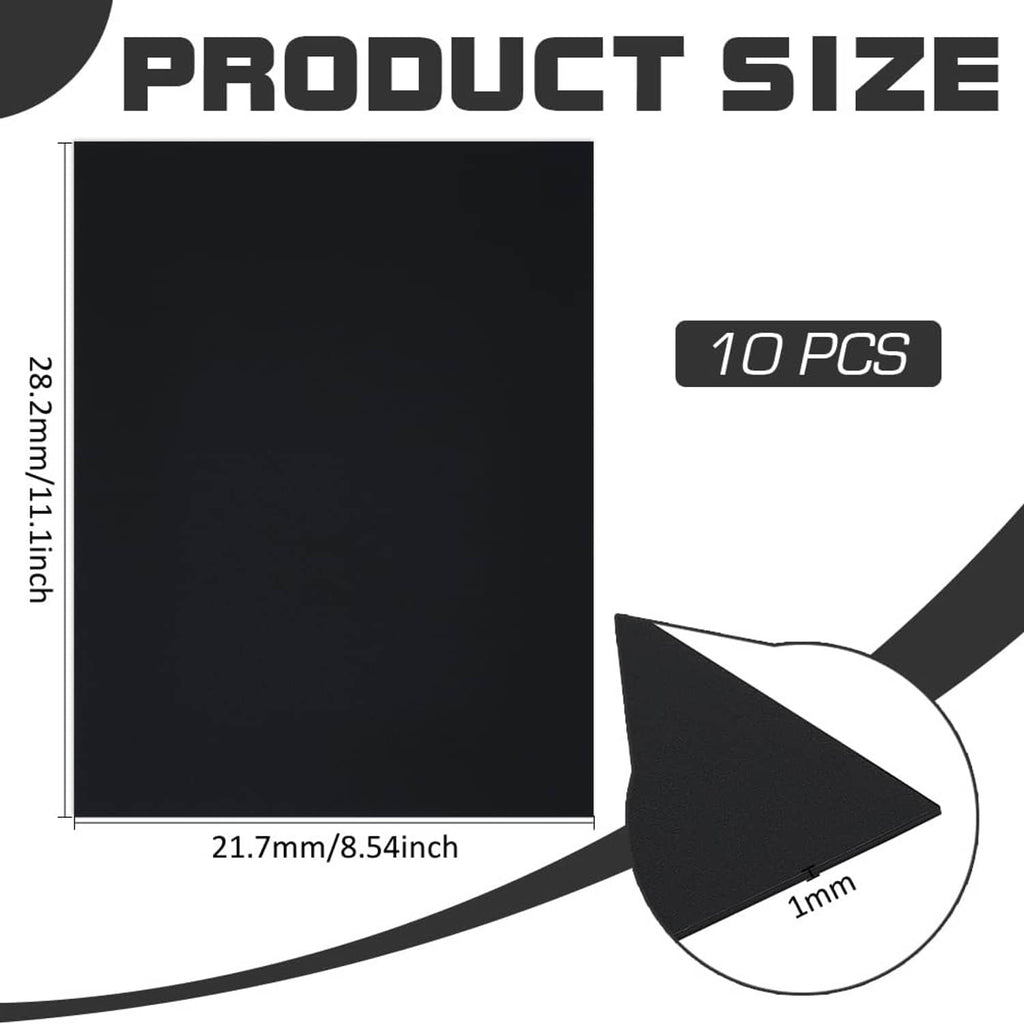 Black plastic brim insert rectangles with size markers, 10 pcs