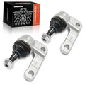 Front upper ball joint pair with silver control arms and black rubber dust boots