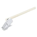 Chrome toilet flush lever with long white handle bar