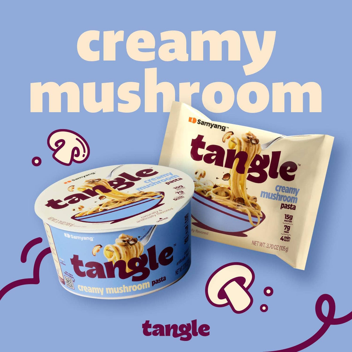 Tangle creamy mushroom pasta cups and packet with swirl noodle serving