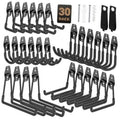 Black metal garage hooks storage set with multiple U-shaped hanging hooks