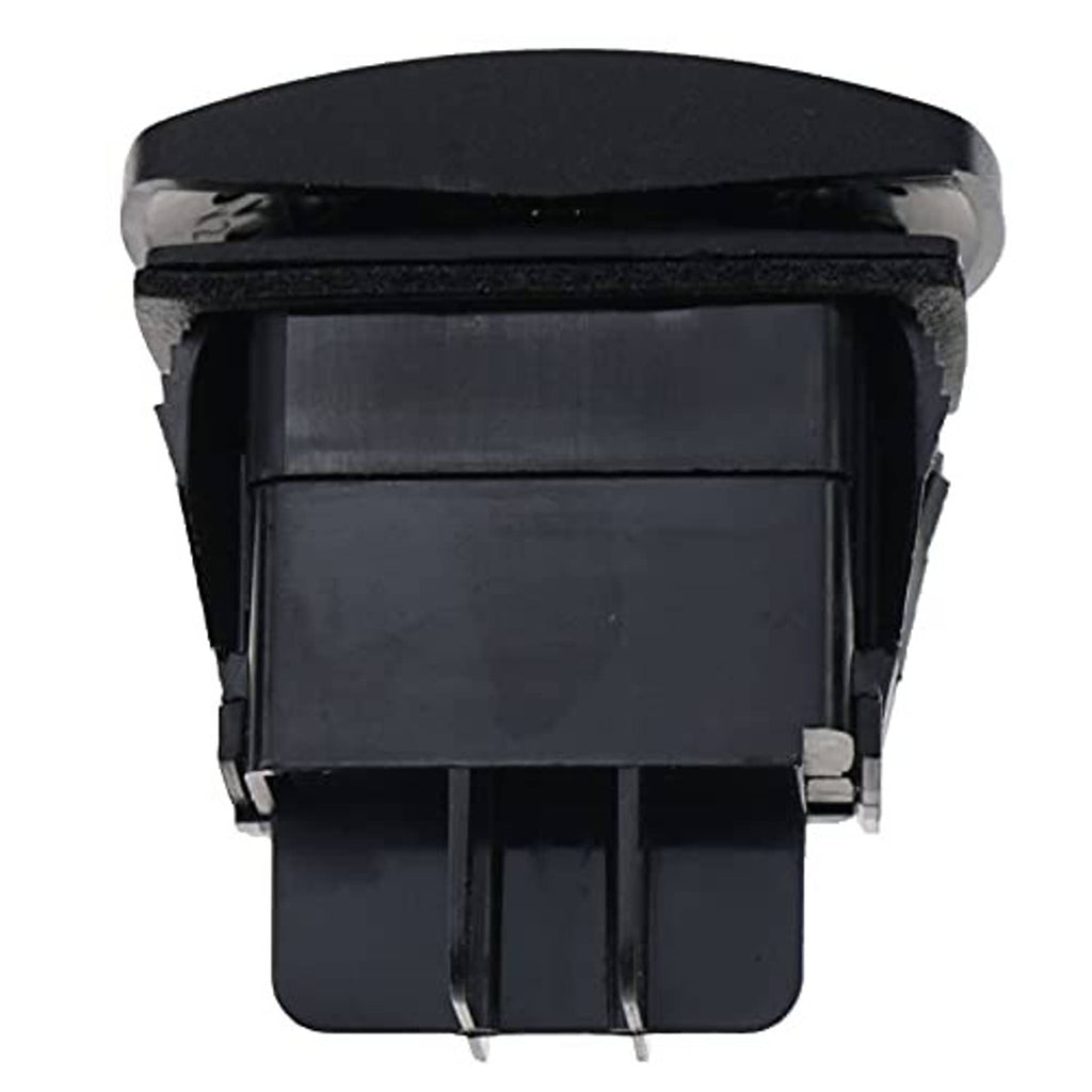 Black 48V forward/reverse rocker switch, front view with dark actuator window and tabs.