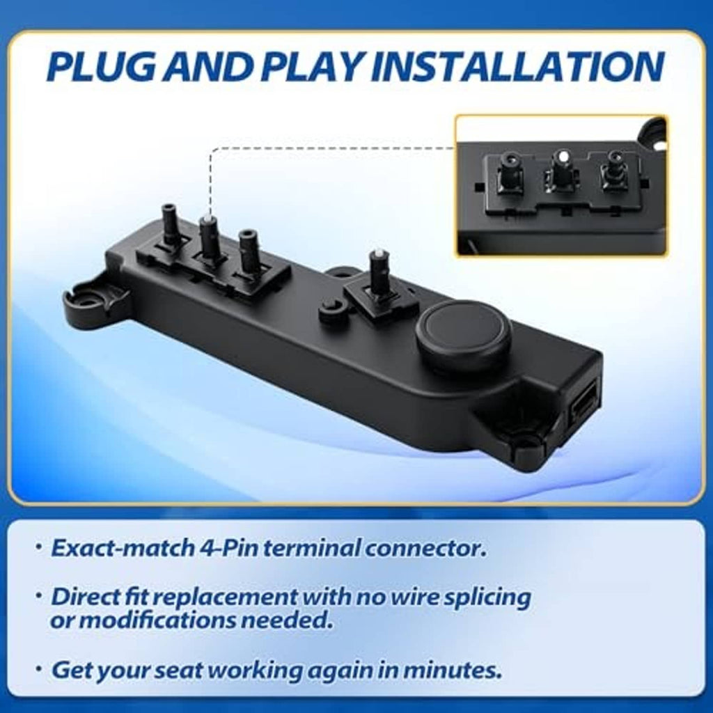 Black power seat switch module with round button and four-pin terminal connection