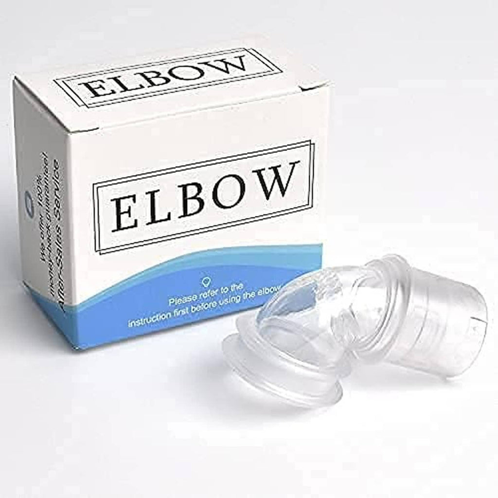 Elbow swivel connector replacement kit with two clear connector pieces and box