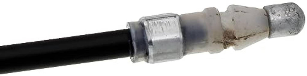 Hood release cable end with silver metal ferrule and black cable section