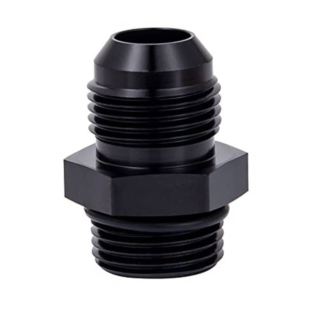 Black AN male flare adapter with hex base and multi-start threads