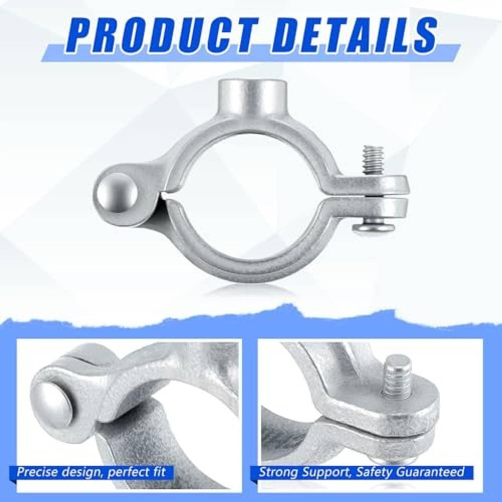 Silver galvanized split ring pipe hanger with threaded bolt clamp loop