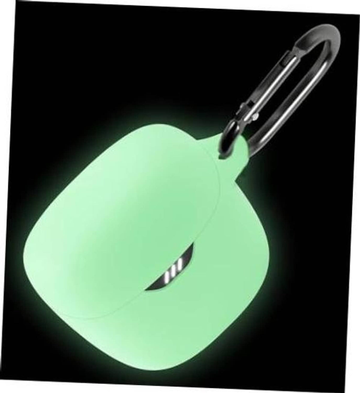 Luminous green silicone earbuds case cover with protective loop and clip