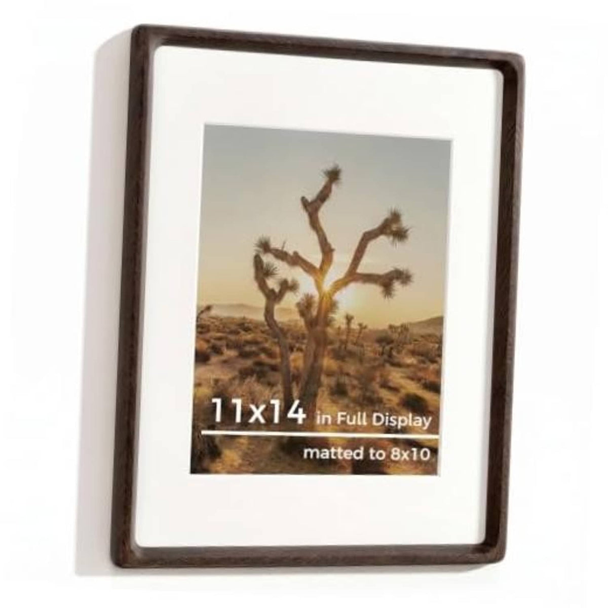 Dark wenge 11x14 picture frame with white mat and front photo display