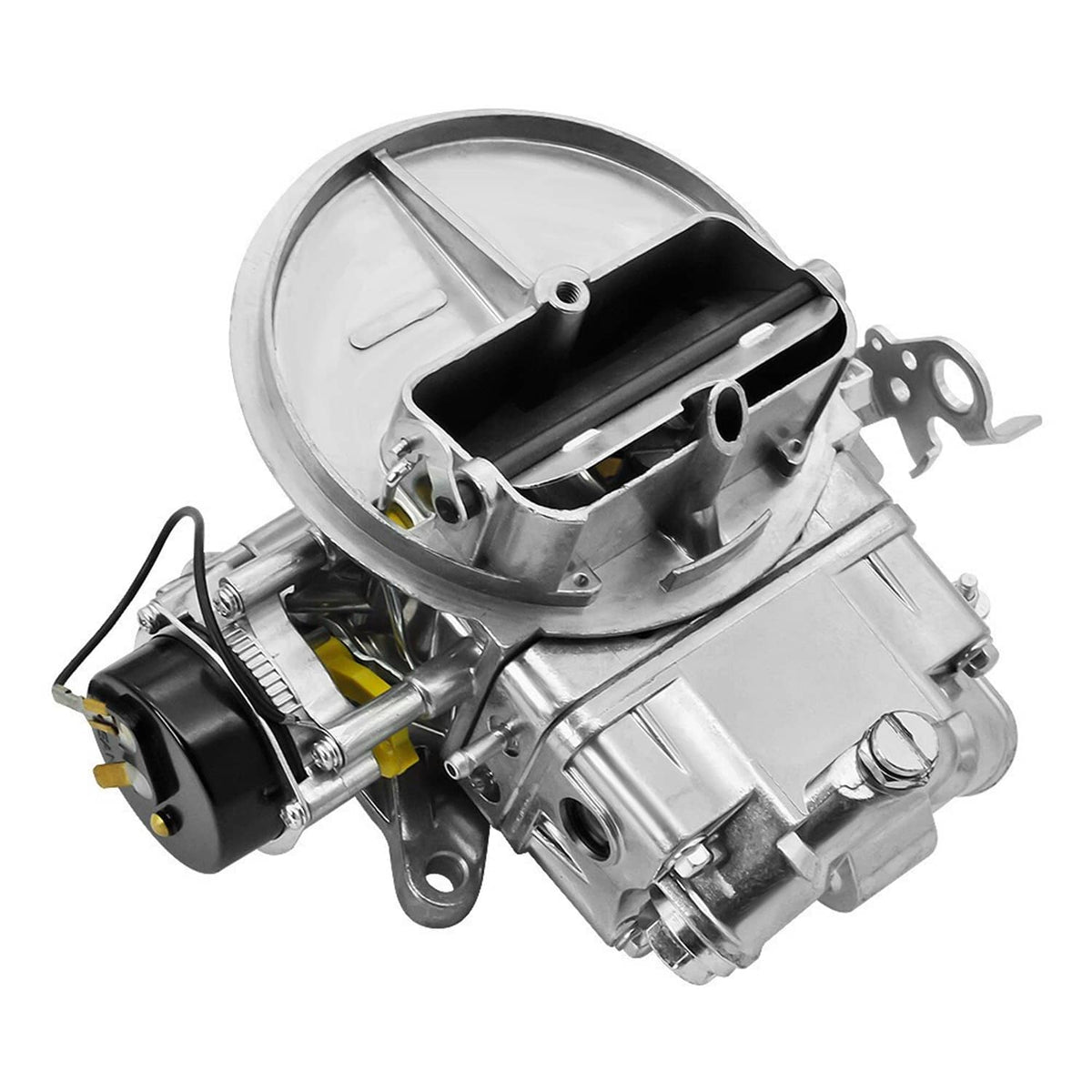 Holley 2-barrel carburetor with electric choke, silver body and black intake