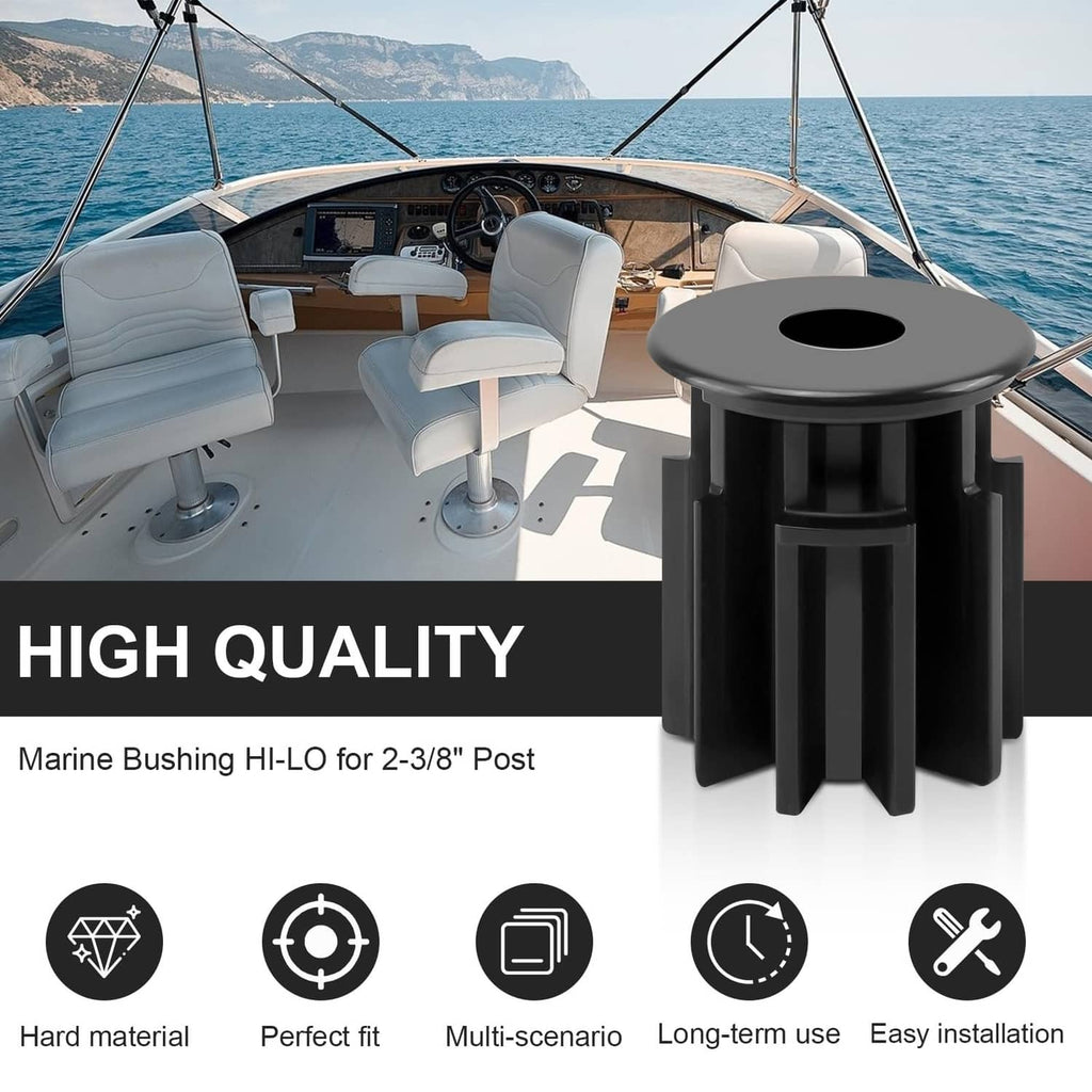 Black rod bushing adapter with round flange and central hole