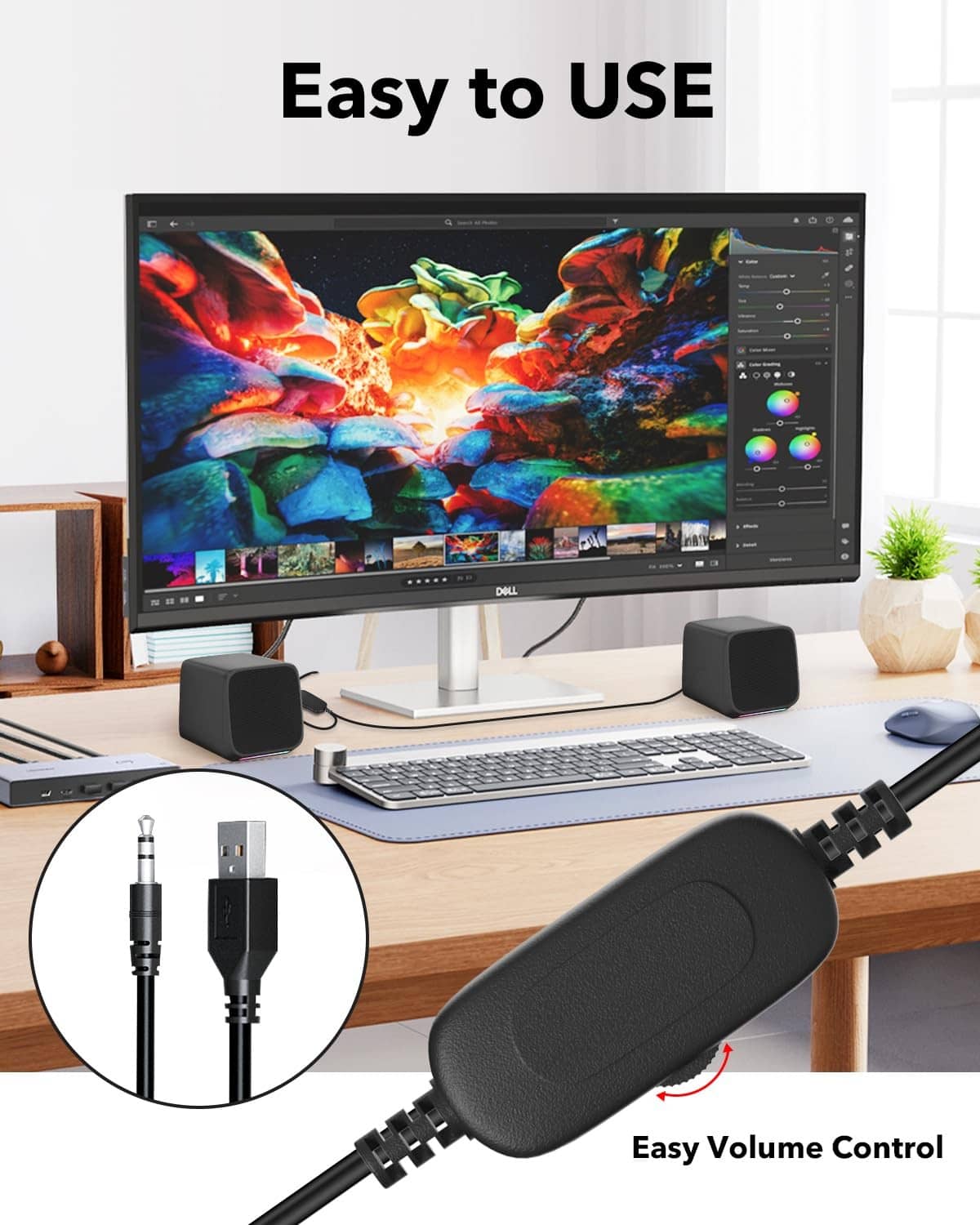 RivetOak Computer Speakers for Desktop PC,Desktop Speakers,Small Black