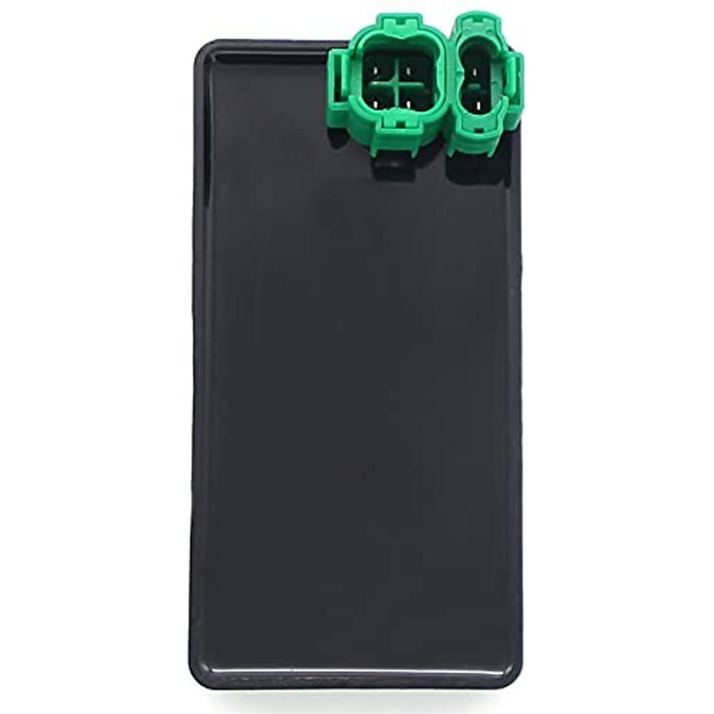 Black CDI igniter with two green electrical connectors on the top face