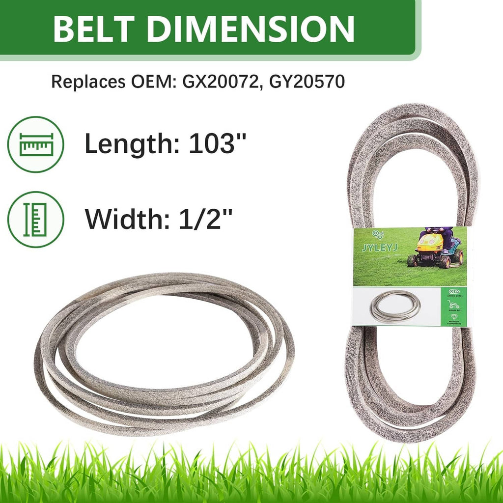 Lawn mower belt set, gray textured belt shown as a looped pair