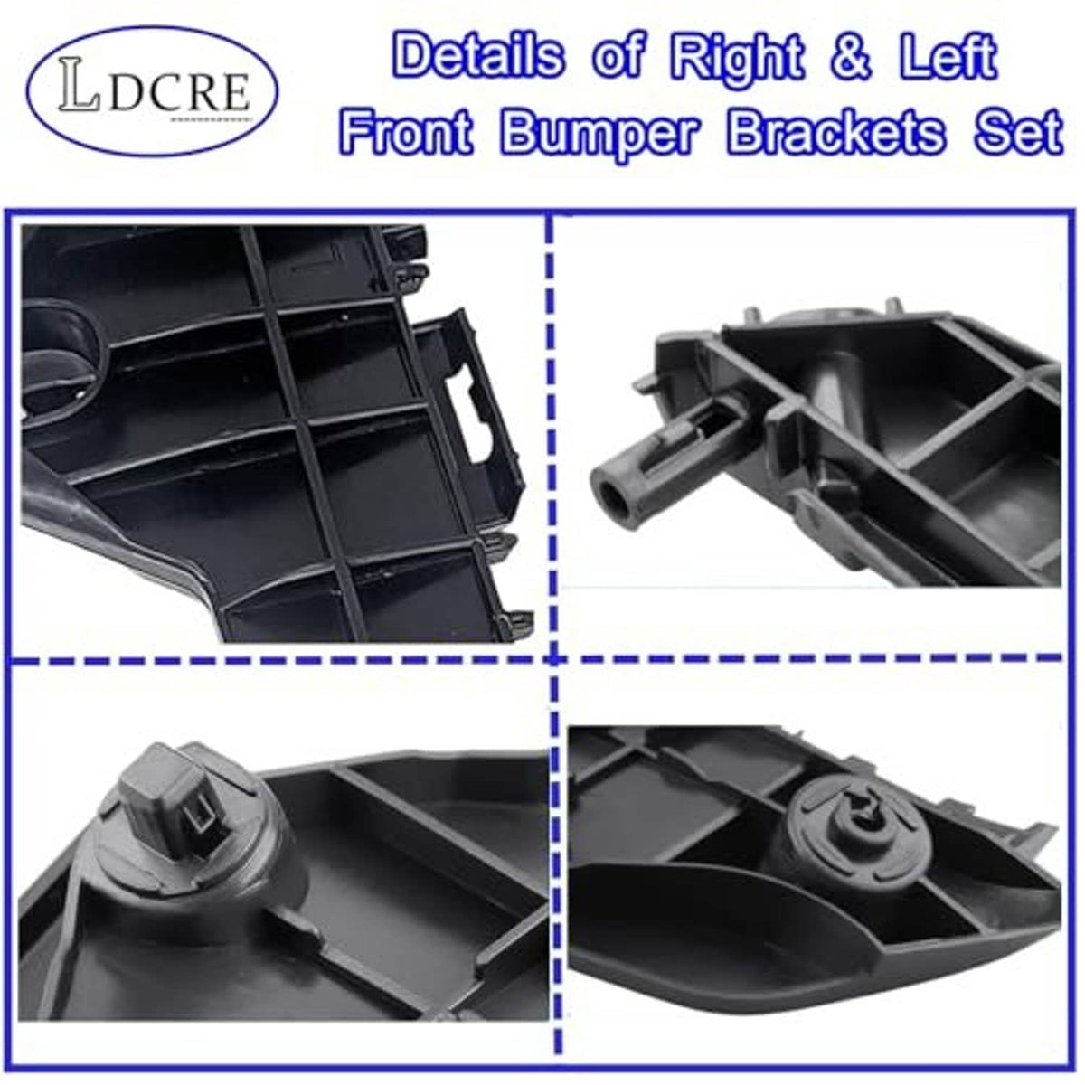 Front bumper bracket details: black plastic channels with molded clips and mounting bumps