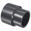 Gray UPVC reducer socket pipe fitting, larger-to-smaller coupling, smooth finish