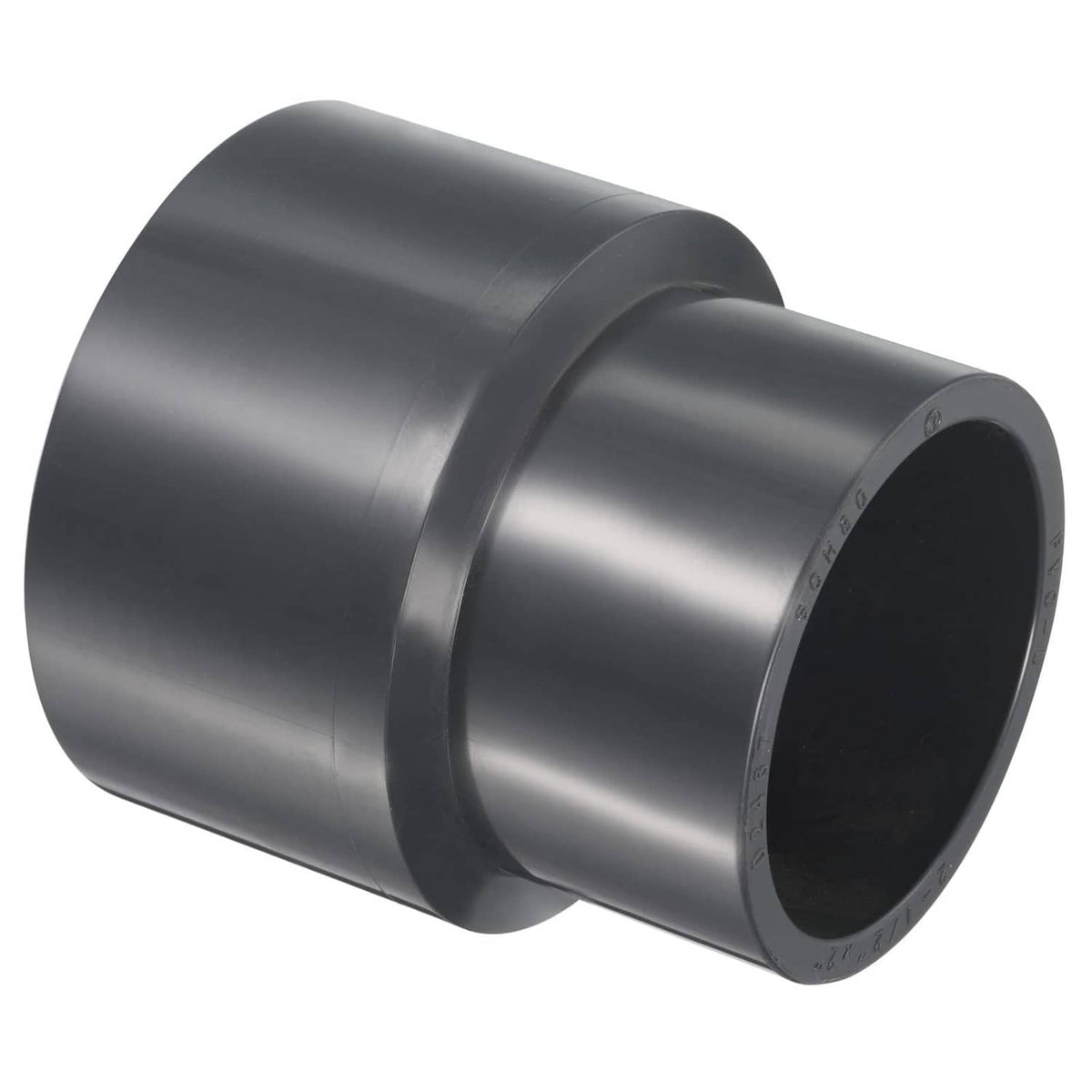 Gray UPVC reducer socket pipe fitting, larger-to-smaller coupling, smooth finish