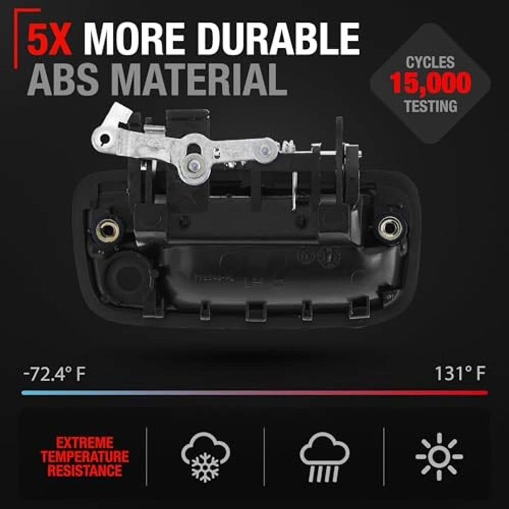 Door handle mechanism assembly with metal latch components, ABS housing