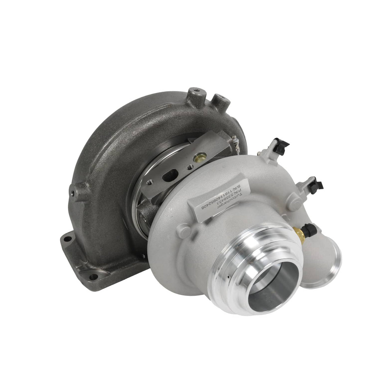Turbocharger with turbine-side housing and silver outlet flange