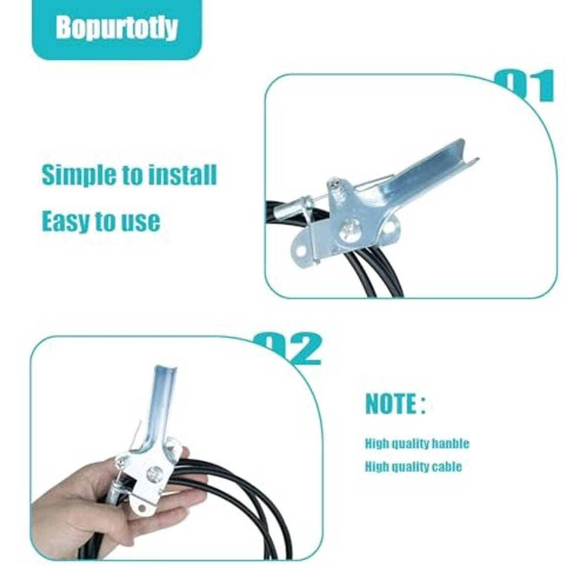 Silver throttle cable mounting bracket with black cable leads