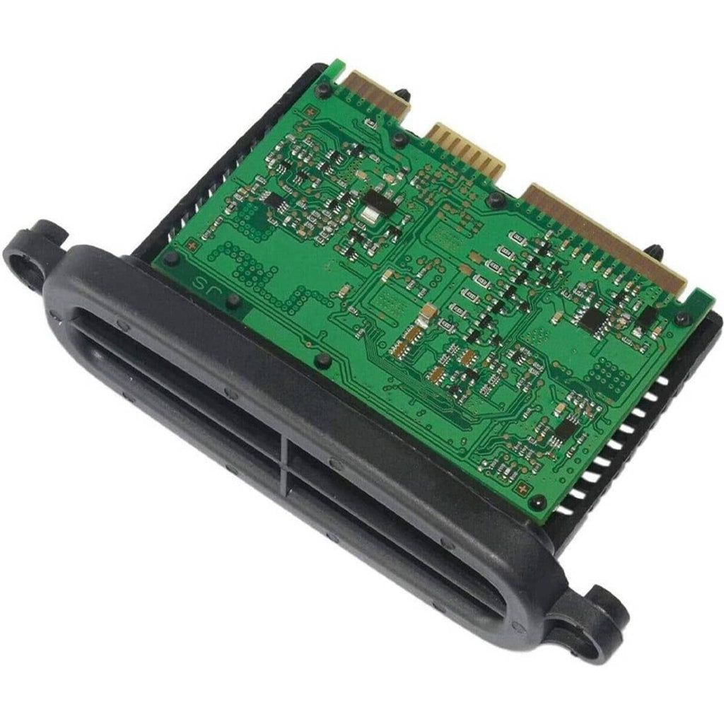 Adaptive headlight control module circuit board with edge connector and black cover