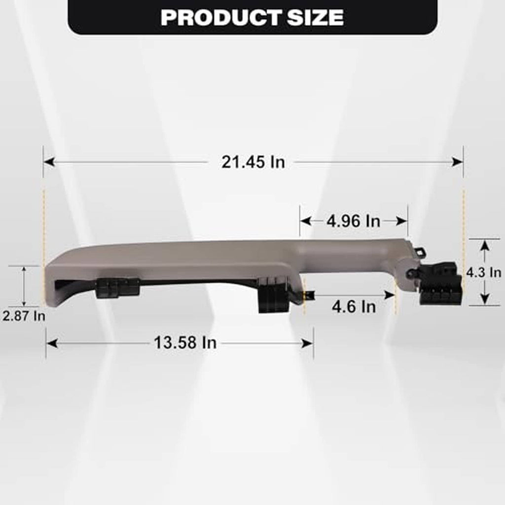 Beige door armrest handle assembly with black mounting clips and brackets