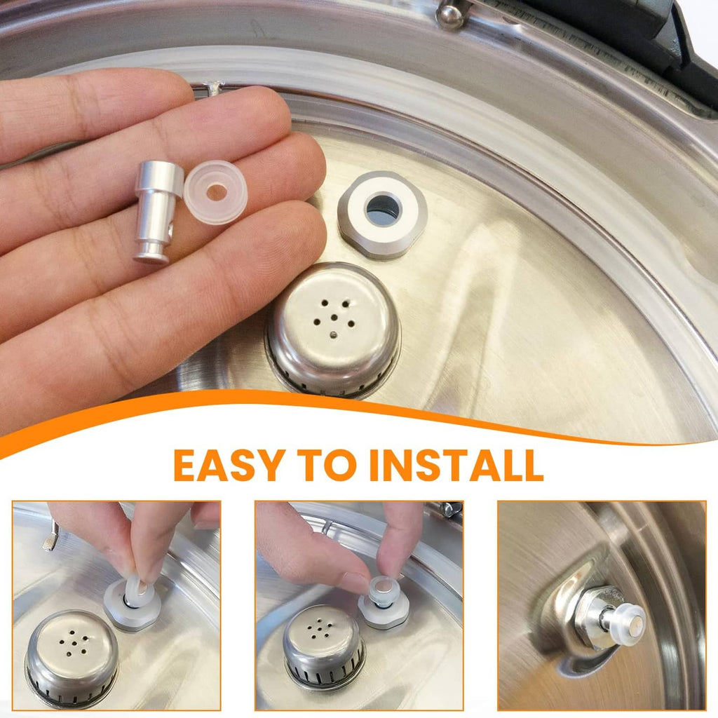 Stainless steel float valve and silicone gasket held in a hand