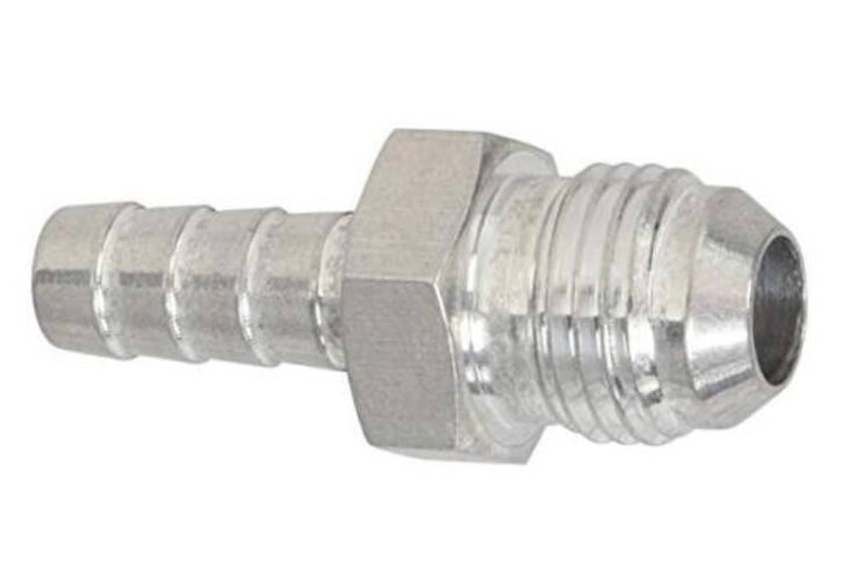 Aluminum AN flare hose barb adapter, 5/16 in barb end